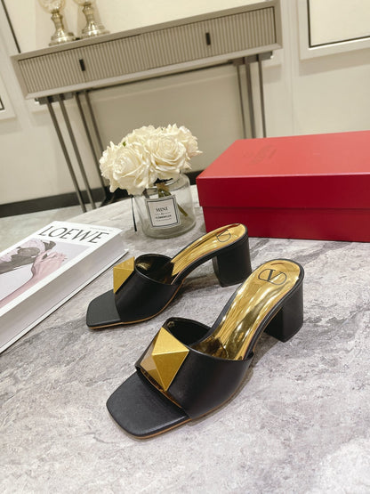 Valentino 25 Mid Heel Mules Calfskin