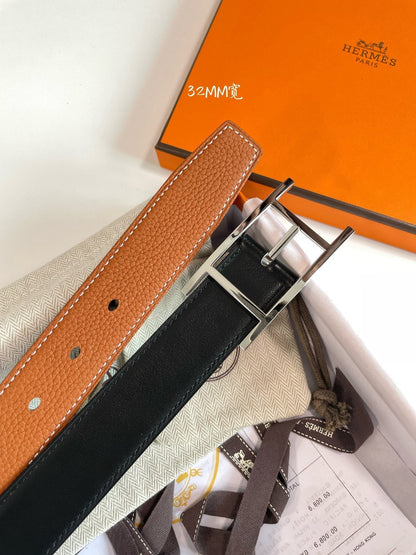 HM Quentin Reversible 32mm Belt Black Brown Leather 187793