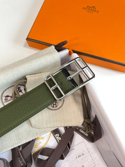 HM Cape Cod 32mm Reversible Belt Dark Green Black Leather 187797