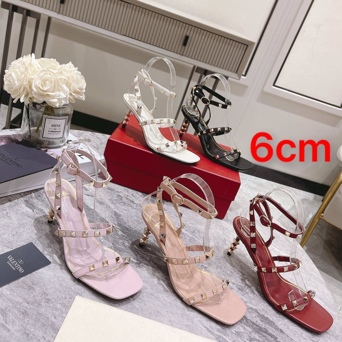 Valentino Rockstud Sandals Heels 60MM Sheepskin