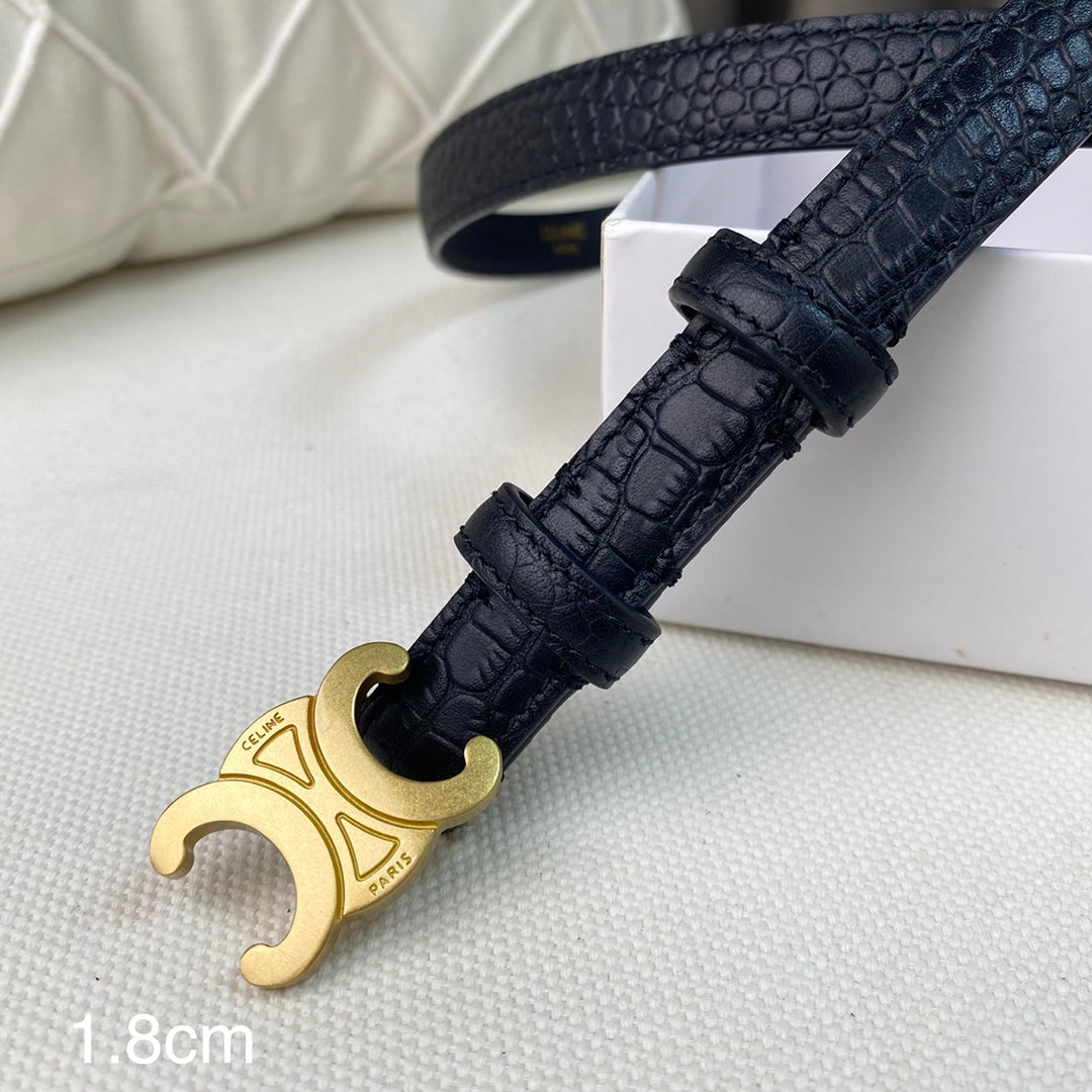 CL Belt 18mm Black Crocodile Embossed Calfskin Ghw