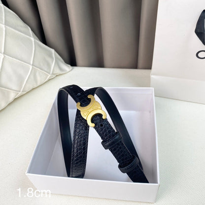 CL Belt 18mm Black Crocodile Embossed Calfskin Ghw