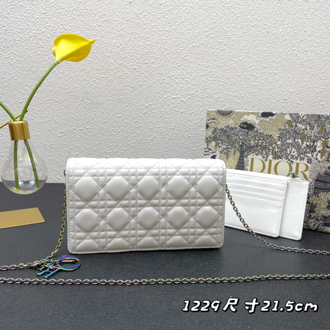 CARO SLIM POUCH 21 BAG IN WHITE CALFSKIN