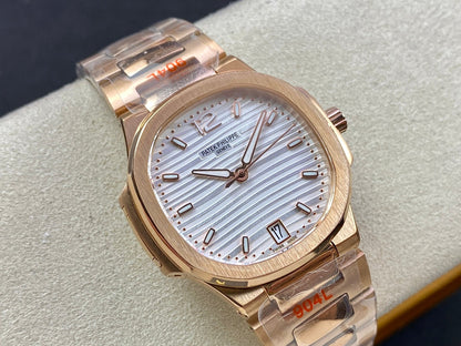 PATEK Nautilus 35.2mm Pink Gold White Dial