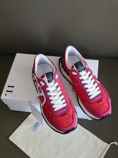 VT Lace Sneaker Pink Red Suede Leather 349048