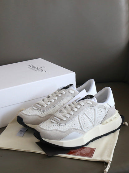 VT Lace Sneaker White Suede Leather