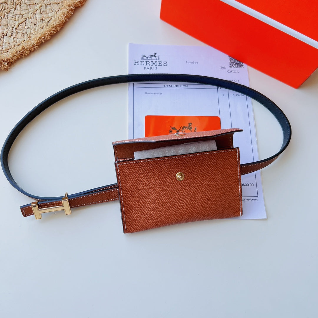 focus belt 13mm with kelly pocket brown epsom gold buckle