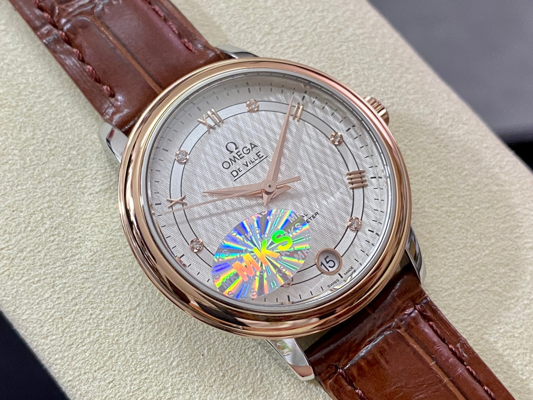 Omega De Ville 32.7mm Pink Gold White Dial