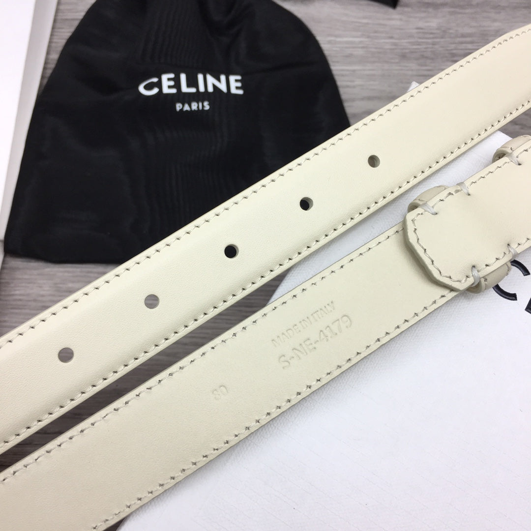 CL MEDIUM 25 MM TRIOMPHE BELT IN WHITE LEATHER GOLD HARDWARE
