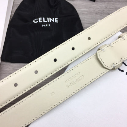 CL MEDIUM 25 MM TRIOMPHE BELT IN WHITE LEATHER GOLD HARDWARE