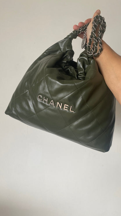 Chanel 25 Bag Dark Green Soft Calfskin