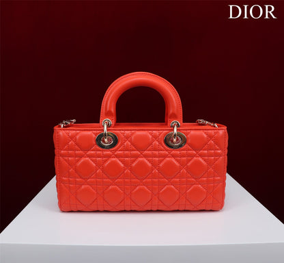 medium lady d-joy 26 red lambskin