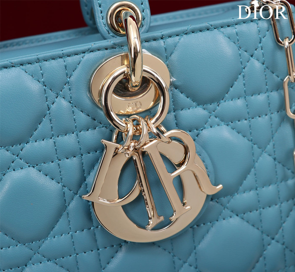 medium lady d-joy 26 cerulean lambskin
