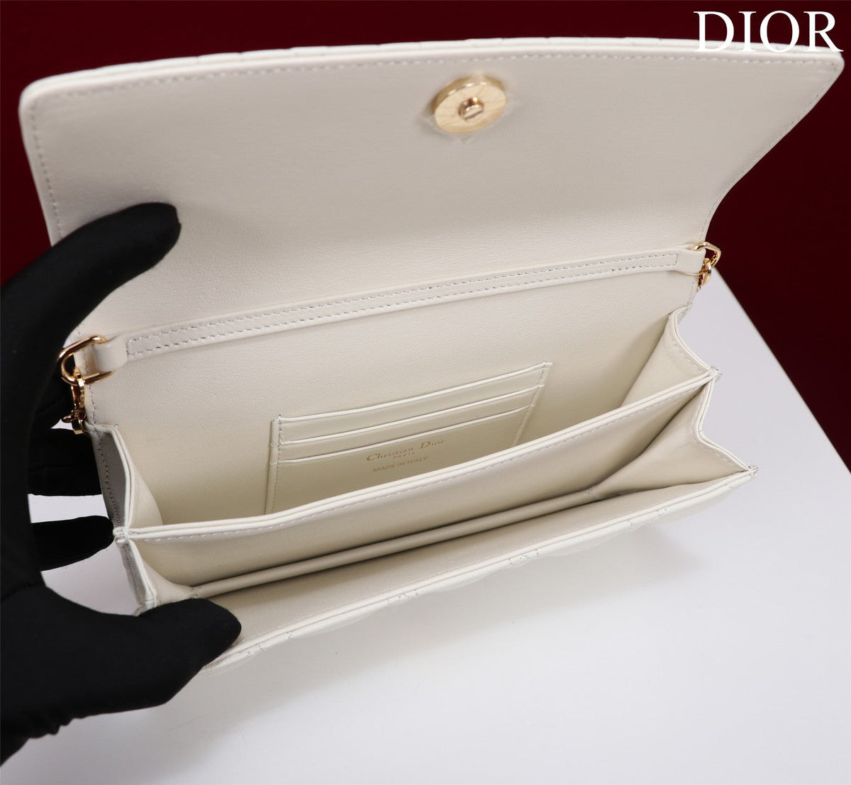 my cd mini 21 white lambskin