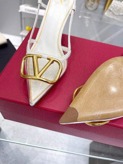 VT Vlogo Slingback White PVC Sheepskin 342415