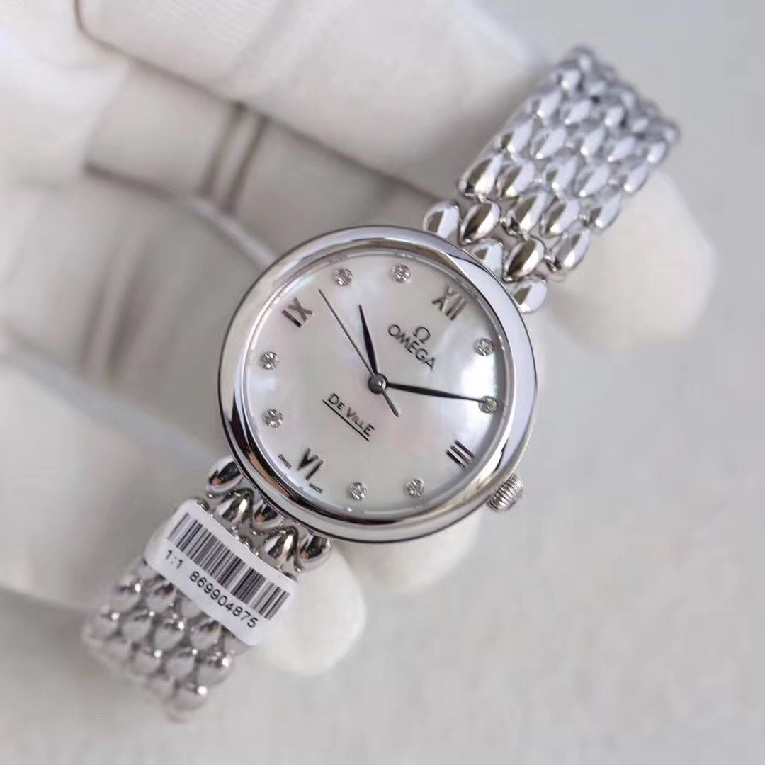 Omega De Ville 32.7mm Silver Mop Pearl Dial
