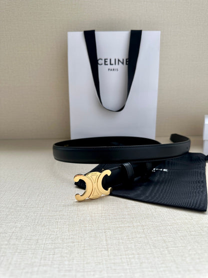 Medium Triomphe Belt 25mm Black Calfskin Ghw