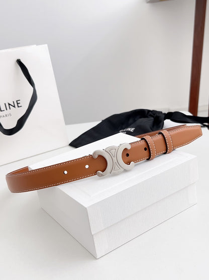 CELINE 26S BELT 25 MM IN BROWN CALFSKIN 672023