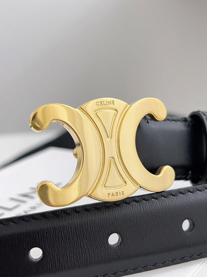 CELINE 26S BELT 25 MM IN BLACK CALFSKIN 672024