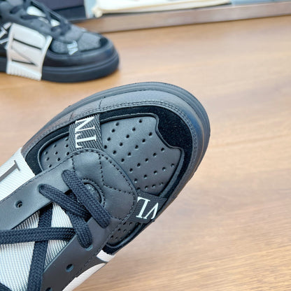valenti low top vl7n black calfskin white canvas