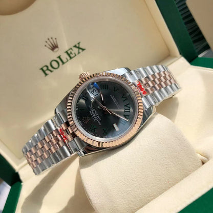 Rolex 25 Datejust 36mm Silver Pink Gold Black