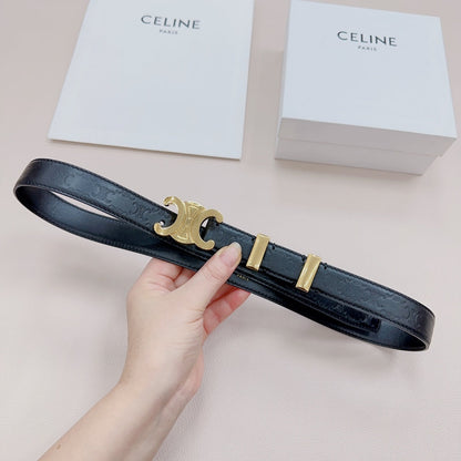 CEL Gold Buckle Belt 25mm Black Calfskin 176706