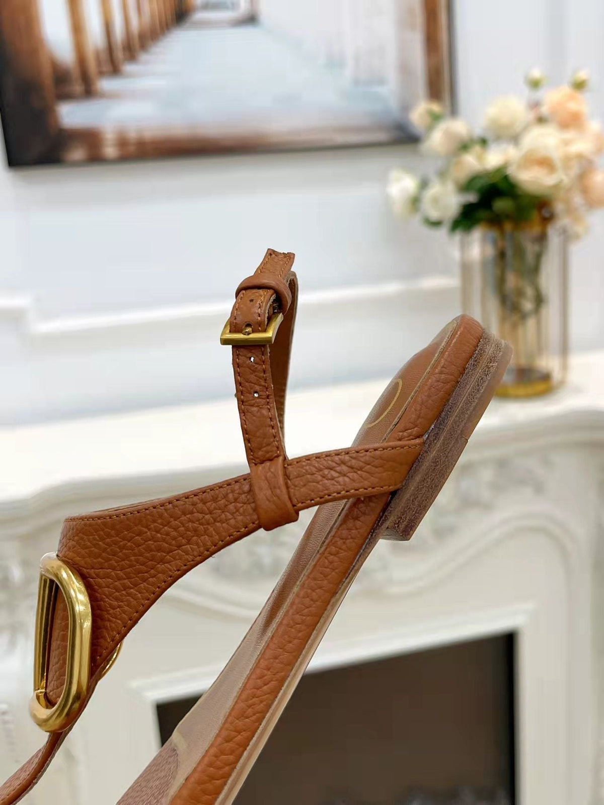 Valentino 25C Thong Sandal Ginger Orange Sheepskin 239509