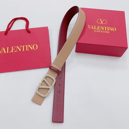 Garavani Reversible VLogo Signature Belt 40mm Beige Red Leather 127713