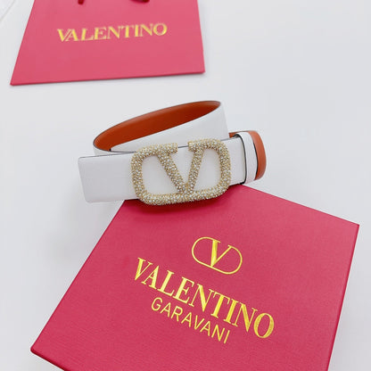 Garavani Reversible VLogo Signature Belt 40mm White Brown Leather 200706