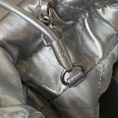 CC 24S Hobo 22 Bag 20cm Silver Metalic Lambskin