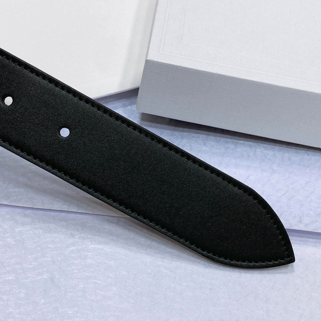 CL LARGE 35 MM BELT IN BLACK CALFSKIN LIGHT GOLD HARDWARE