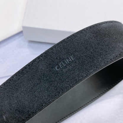 CL LARGE 35 MM BELT IN BLACK CALFSKIN LIGHT GOLD HARDWARE