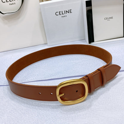 CL LARGE 35 MM BELT IN BRONZE BROWN CALFSKIN GOLD HARDWARE