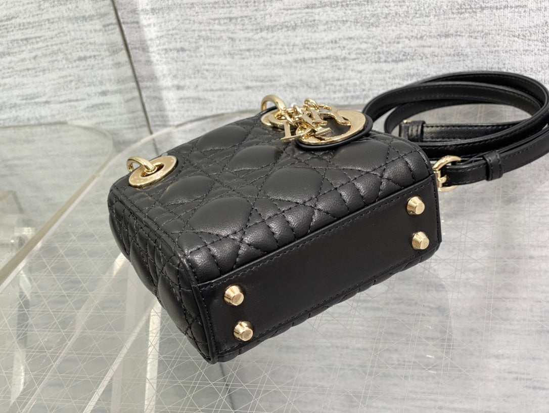 micro lady 12 black lambskin ghw