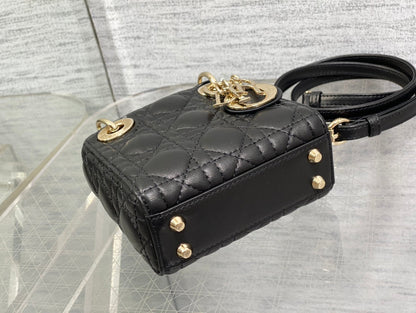 micro lady 12 black lambskin ghw