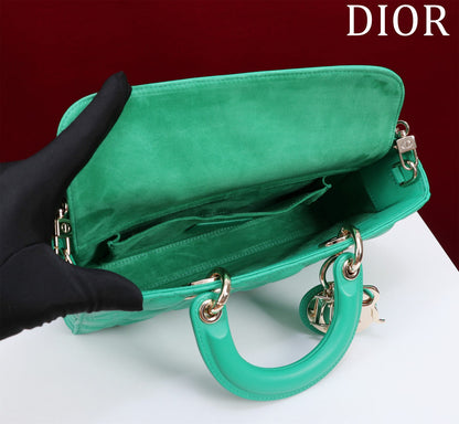 medium lady d-joy 26 jade green lambskin
