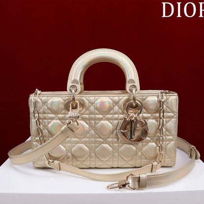 medium lady d-joy 26 beige metalic lambskin