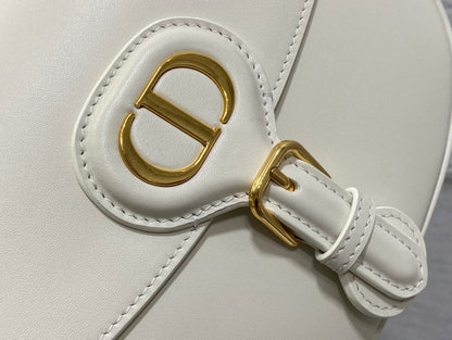 MEDIUM CD BOBBY 22CM WHITE CALFSKIN GOLD HARDWARE