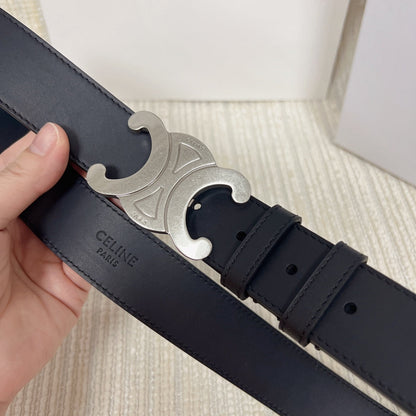Triomphe Belt 35mm Black Calfskin Shw