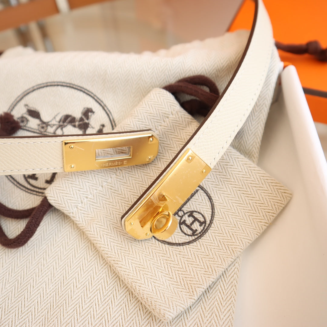 hm kelly belt 18mm cream epsom leather