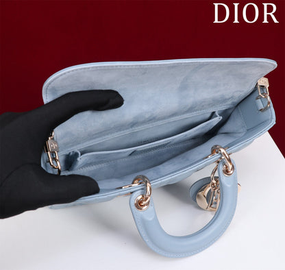 medium lady d-joy 26 cloud blue lambskin