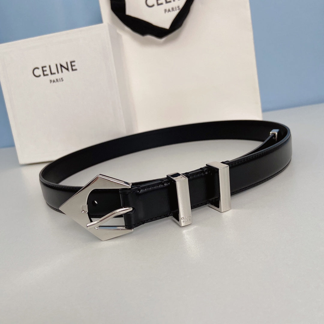 Medium Spike Belt 25mm Black Calfskin Loop Silver Shw
