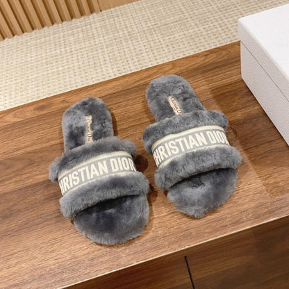 CD Dway Slide Grey Fleece Lining And Canvas Fabric