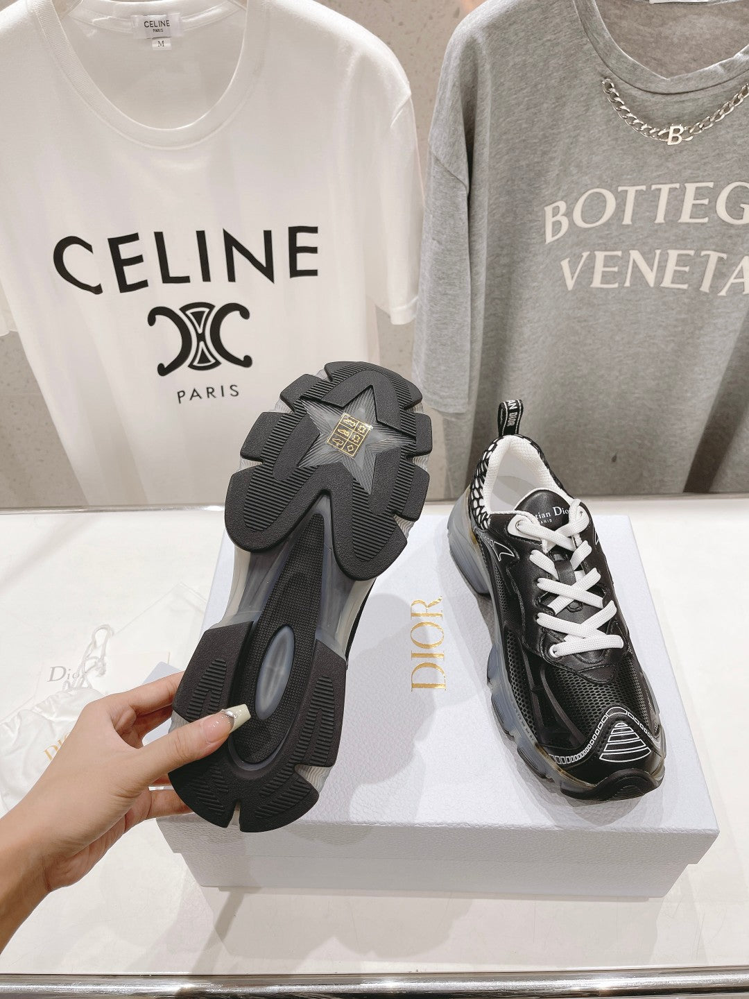 CD Vibe Sneaker Black Polyester Mesh Fabric And Lambskin