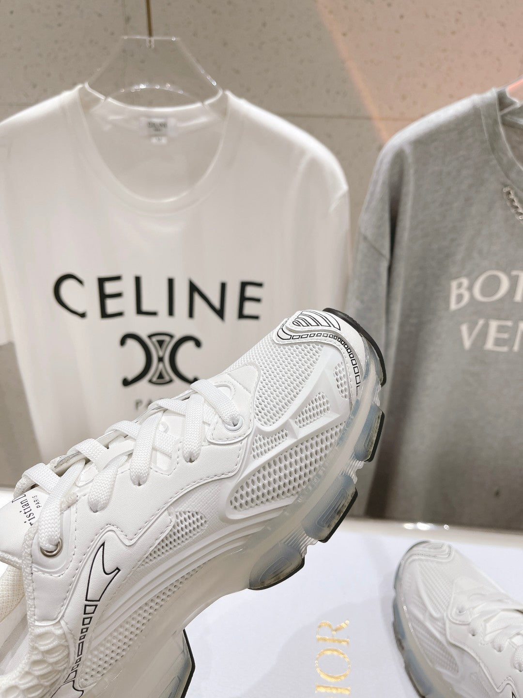 CD Vibe Sneaker White Polyester Mesh Fabric And Lambskin