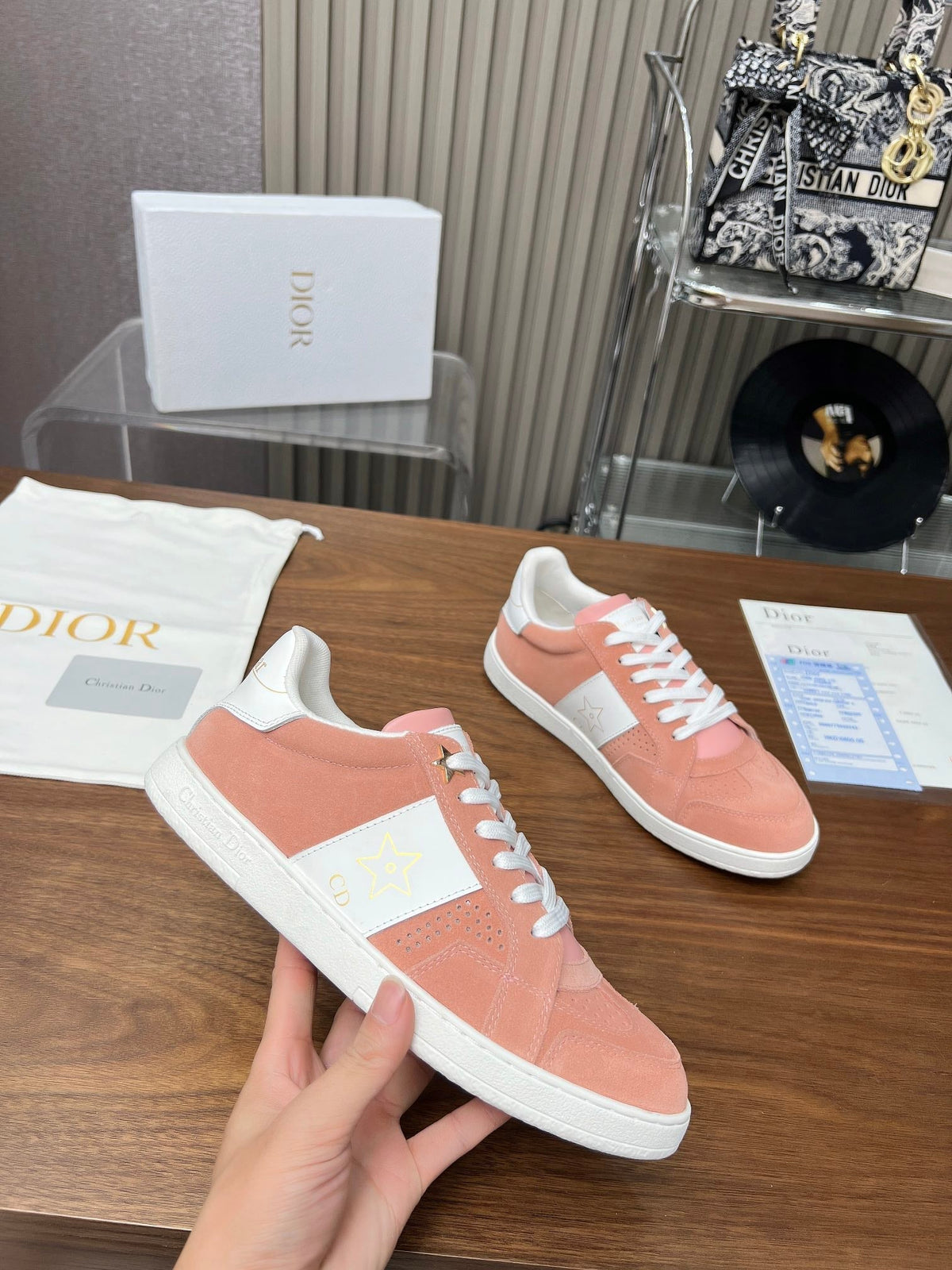 CD Star Sneaker Pink Orange Suede And Calfskin