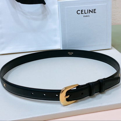 CEL 25mm Gold Triomphe Belt Black Cowhide 176682