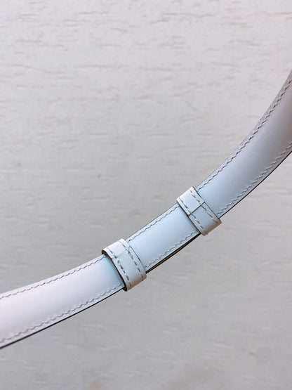 Hook & Loop 20mm TRIOMPHE Logo Square Adjustable Belt White Calfskin Ghw