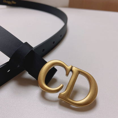 CD Saddle Belt 20mm Black Calfskin Anti-Gold Buckle