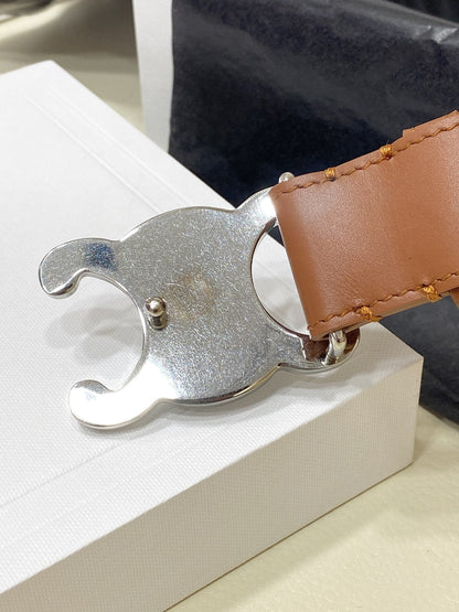CL LARGE 30 MM TRIOMPHE BELT IN BRONZE BROWN SILVER HARDWARE